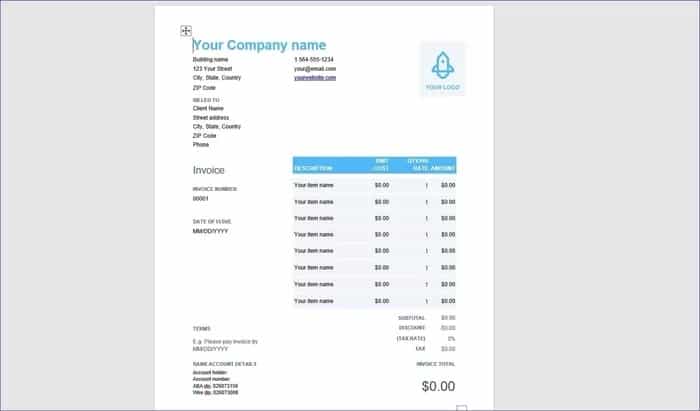 Best Microsoft Word Templates to Create Payment Invoice